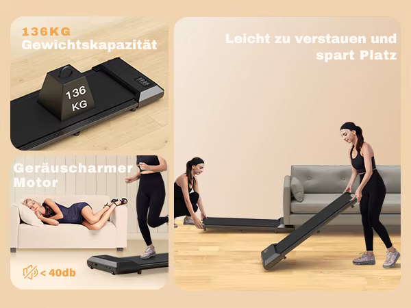 Kompaktes Walking Pad unter dem Schreibtisch in Verwendung