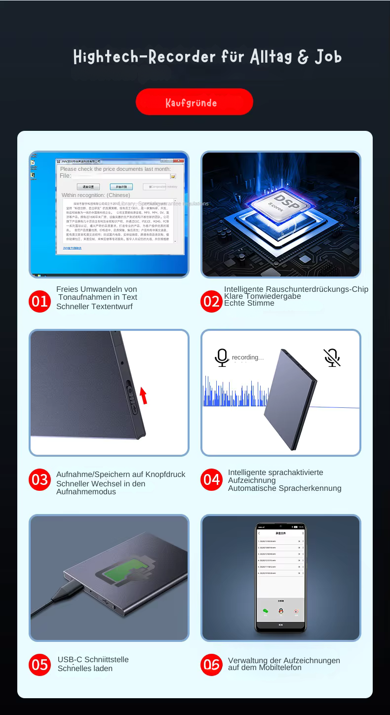 64GB Mini-Diktierkarte