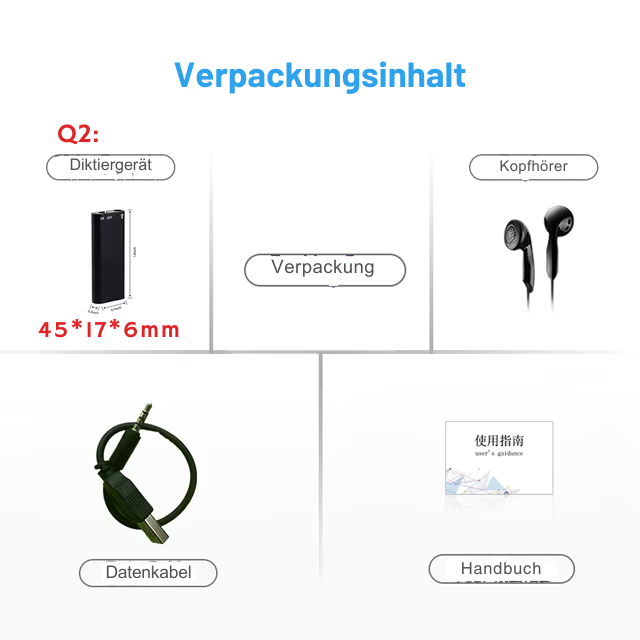 Professionelles Diktiergerät mit USB-Speicher 4-64GB - MP3-Player & Voice Recorder
